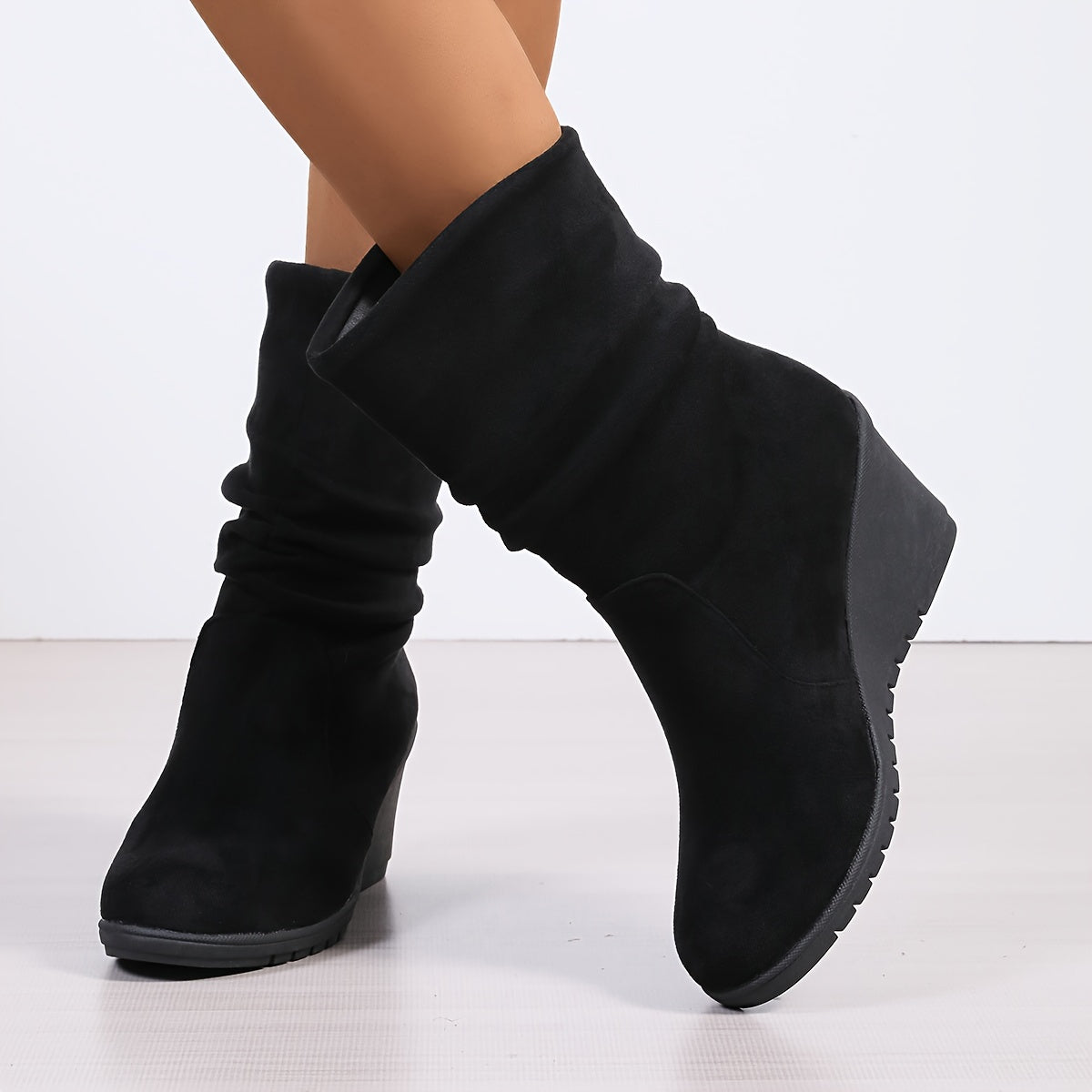 Amber | Comfortabele wedge laarzen in effen kleur