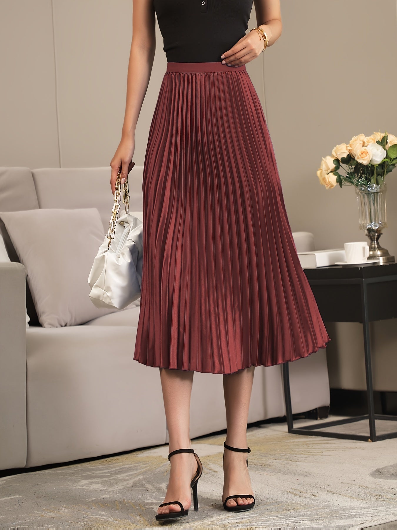 Elise | Elegant A-line pleated skirt