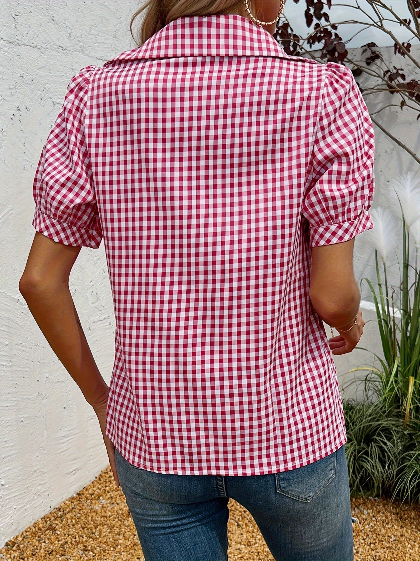 Elise | Checked women's shirt with short sleeves