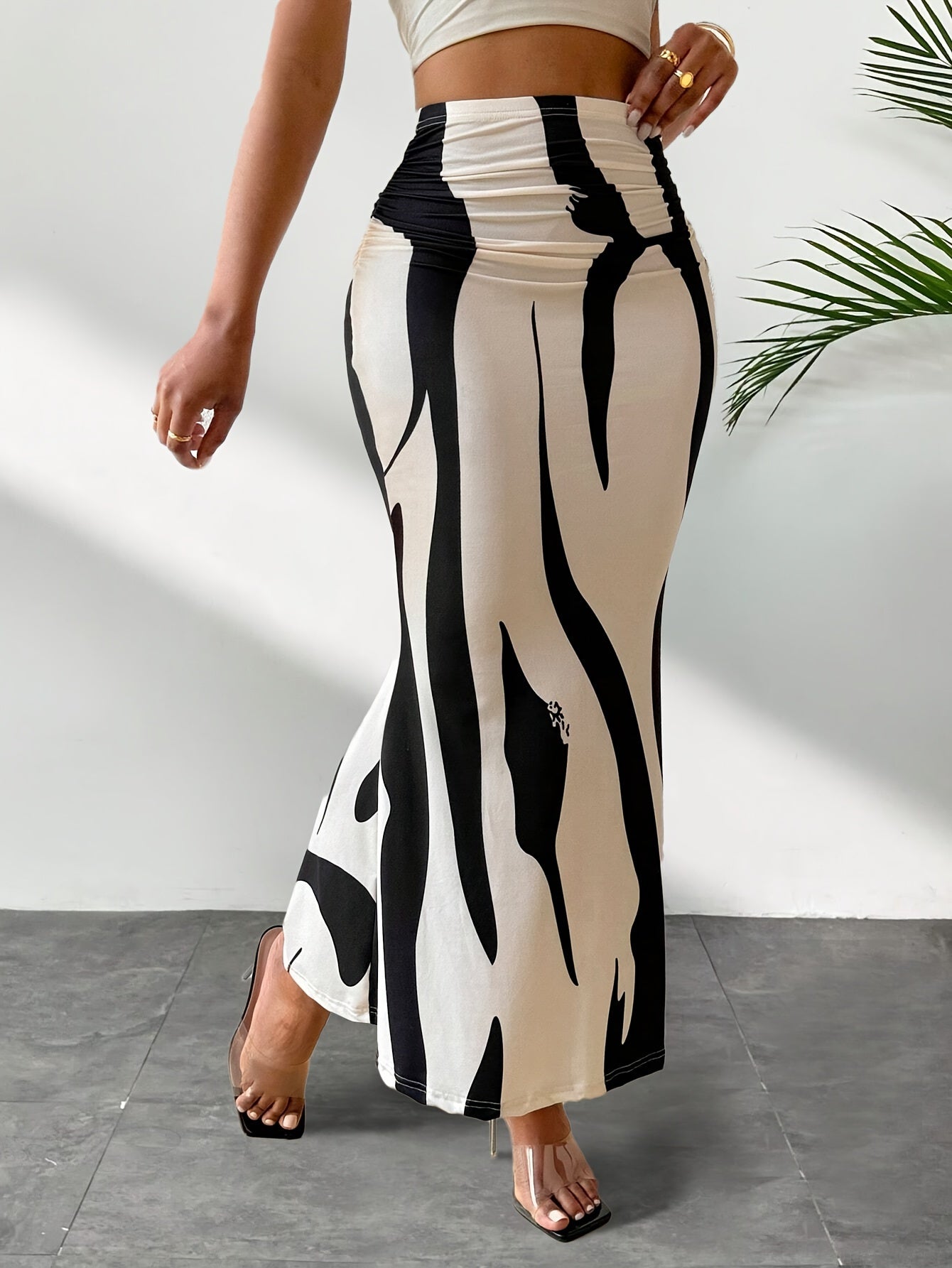 Nina | Elegante hoge taille bodycon rok met willekeurige print