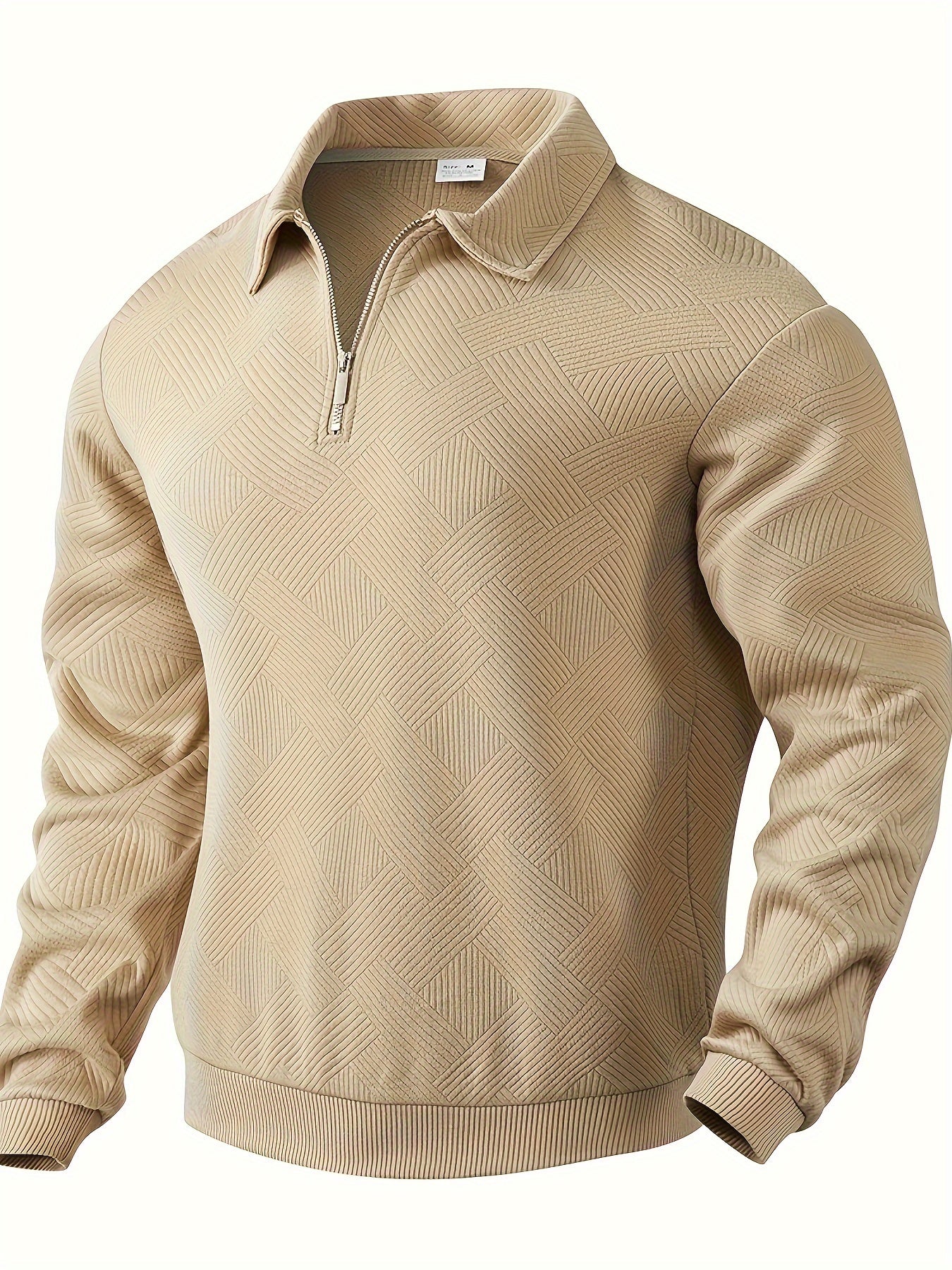 Daan | Geometrisch patroon pullover met rits en revers kraag