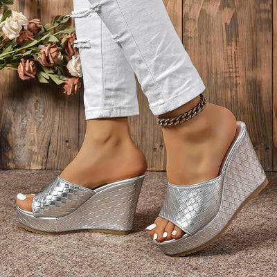 Nina | Modieuze dames peep toe wedge sandalen