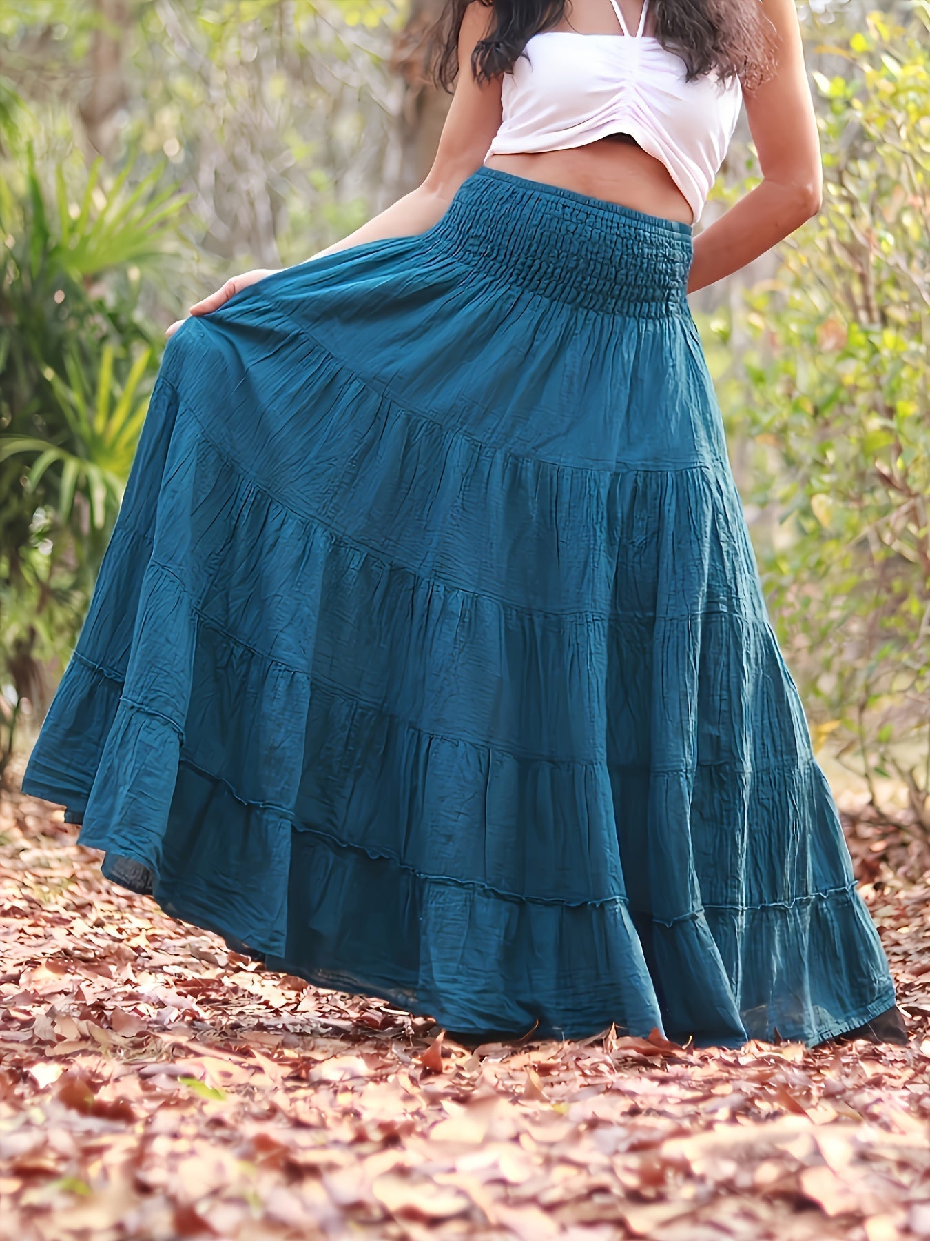 Stijlvolle maxi rok met geplooide taille