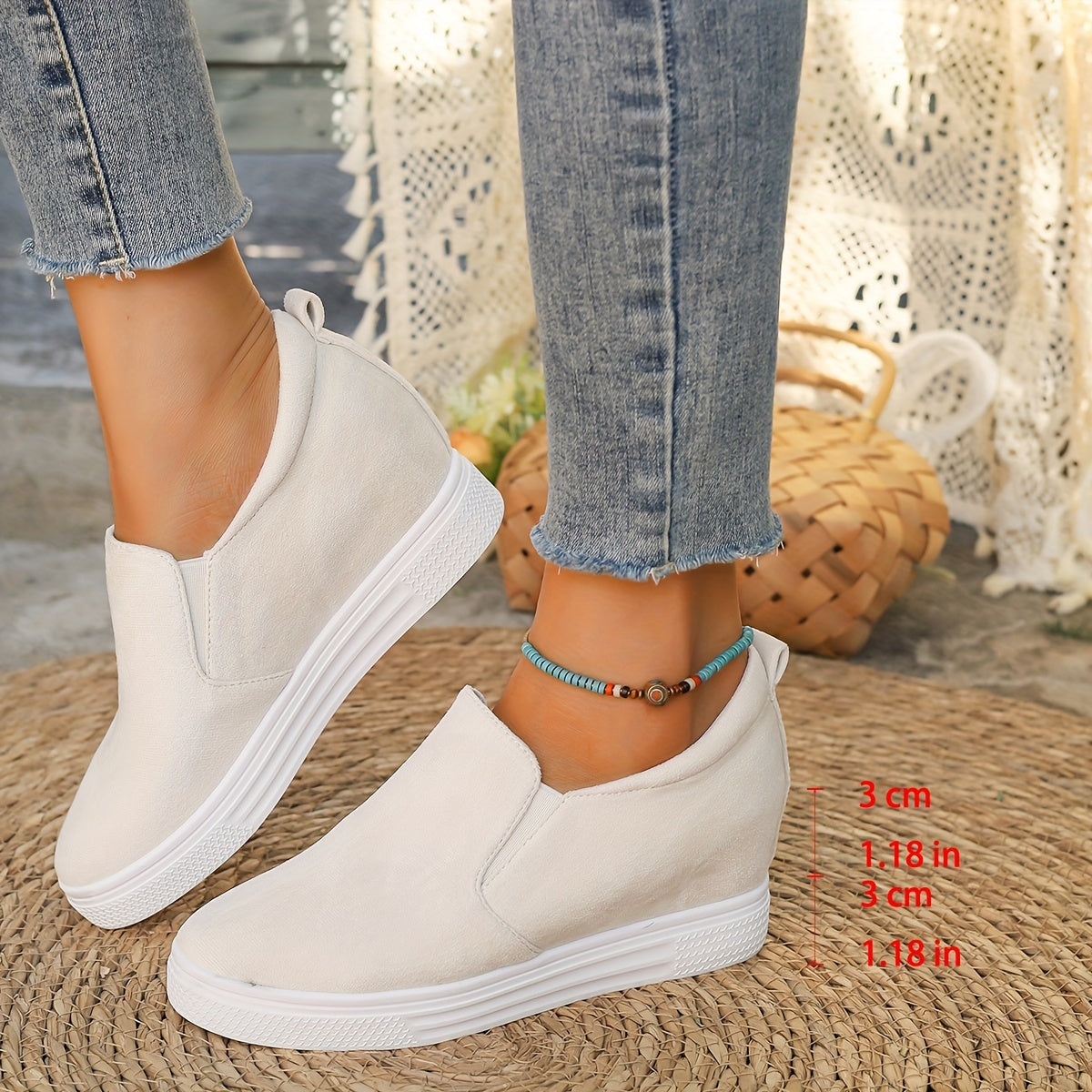 Nina | Effenkleurige casual verhogende dames sneakers