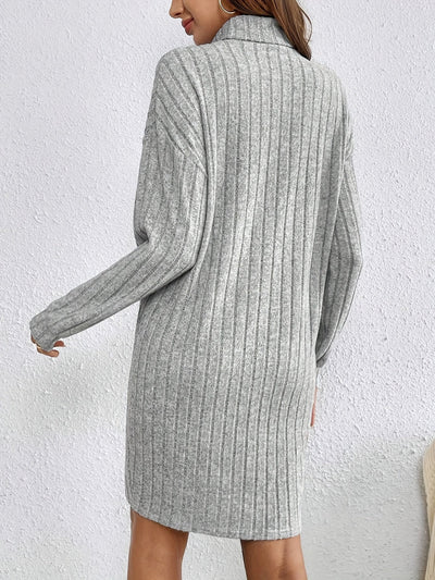 Sophie | Effen turtleneck jurk met lange mouw in gebreid materiaal