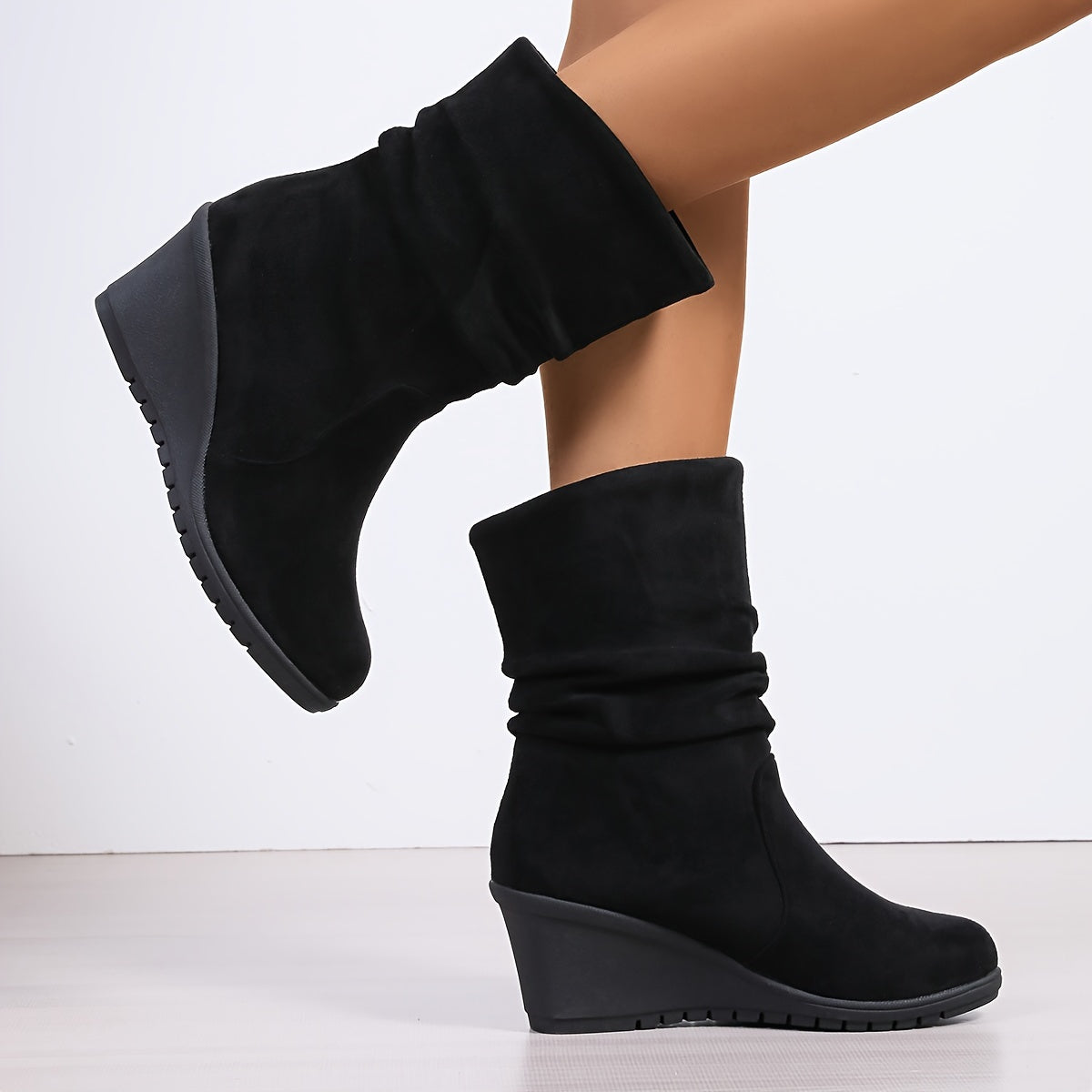 Amber | Comfortabele wedge laarzen in effen kleur