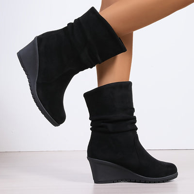 Amber | Comfortabele wedge laarzen in effen kleur