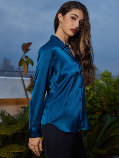 Clemence - Moderne Militaire Chic Dames Overhemd met Revers