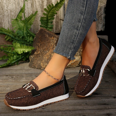 Sanne | Dames casual loafers met metallic gespsluiting