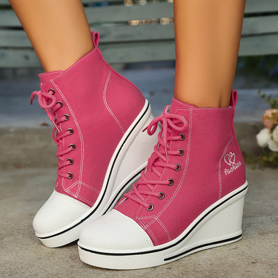 Lotte | Plain canvas ankle boots with a love pattern