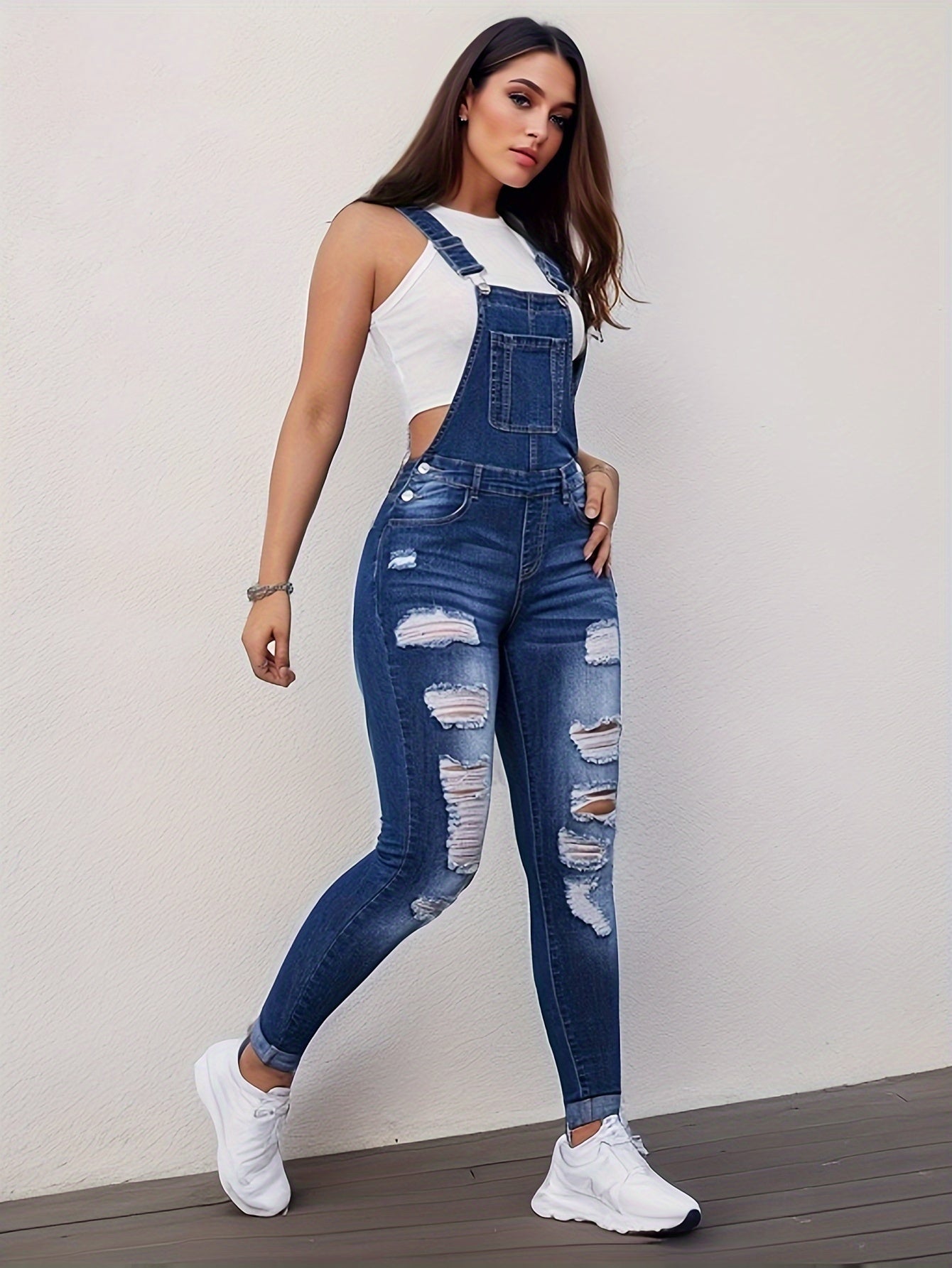 Eva | Blue denim dungarees