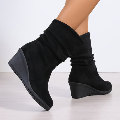 Amber | Comfortabele wedge laarzen in effen kleur