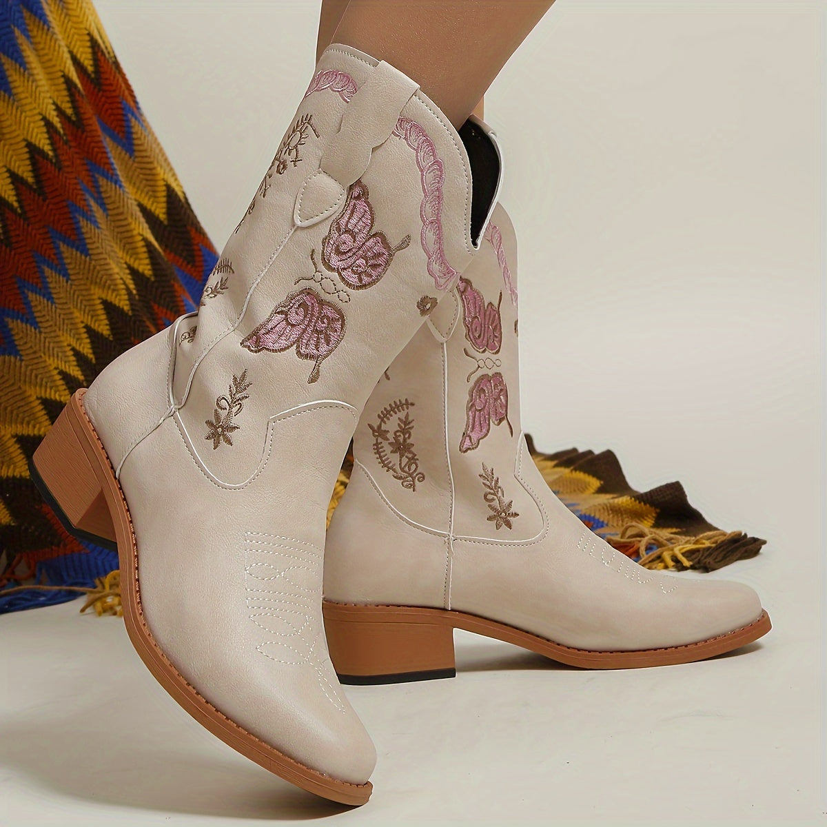 Vera | Cowboylaarzen met vlinderpatroon voor dames