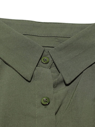 Lara | Casual overhemdjurk met geplooide taille en lantaarnmouwen