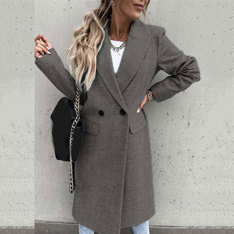 Long Coat with Lapel – Classic Button Coat