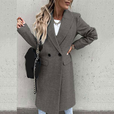 Long Coat with Lapel – Classic Button Coat