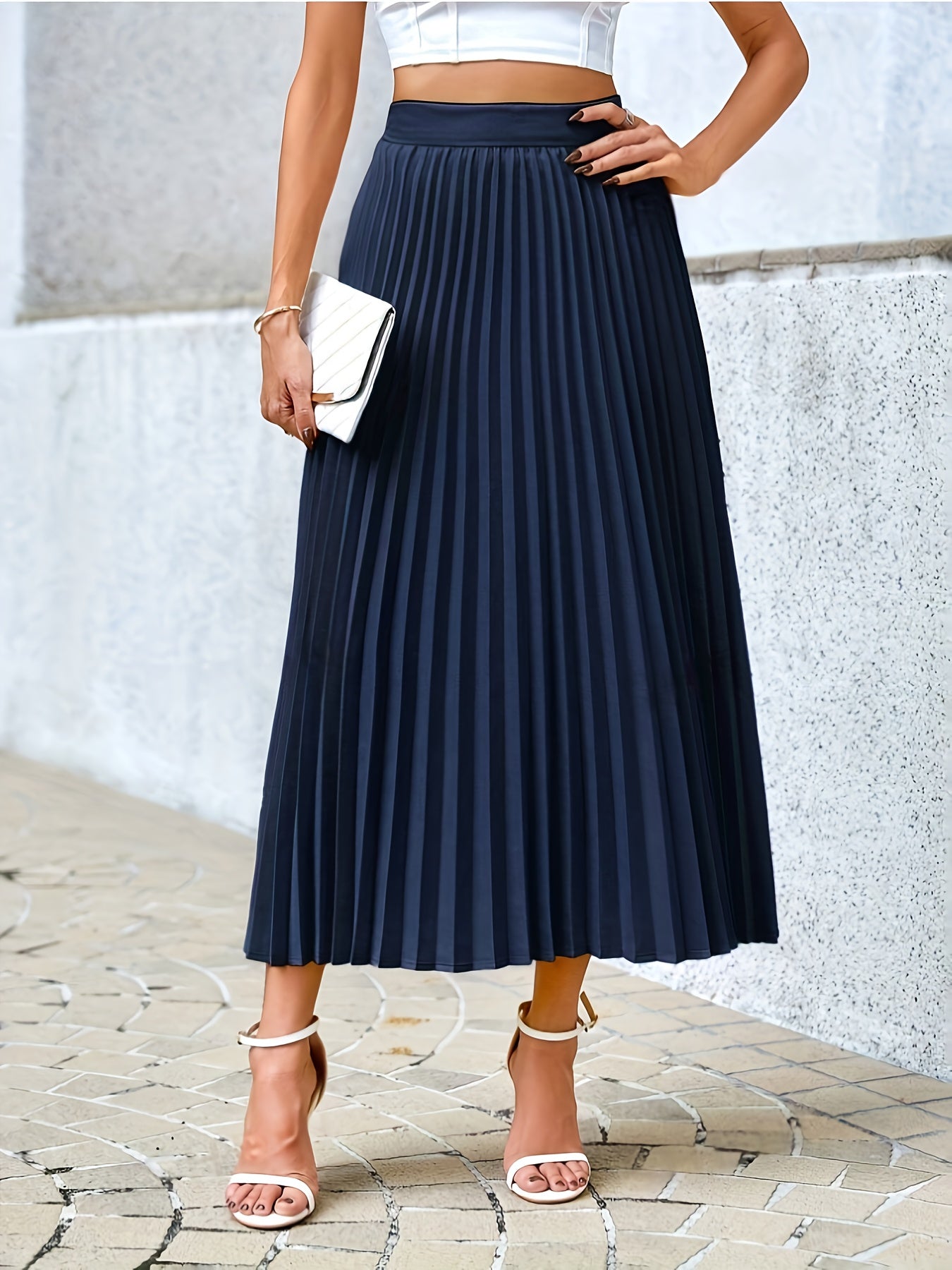 Sophie | Elegante A-lijn midi rok in solide kleur