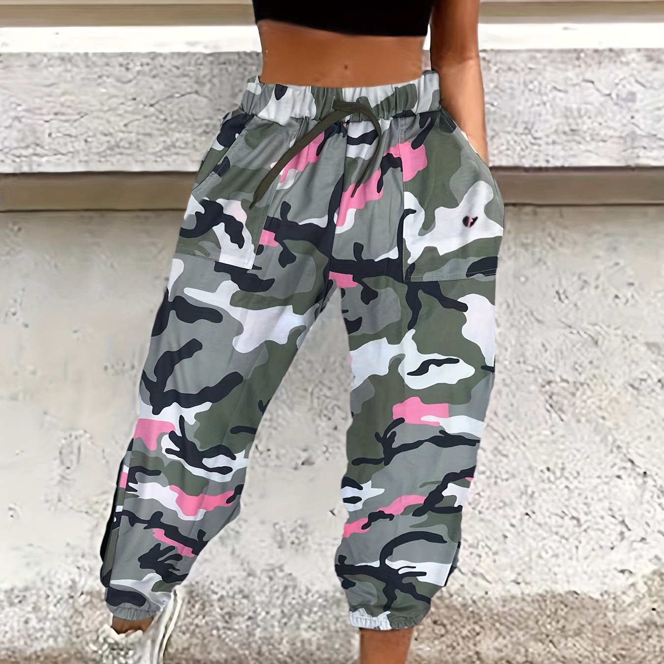 Noa | Dames camo jogger trainingsbroek met zakken