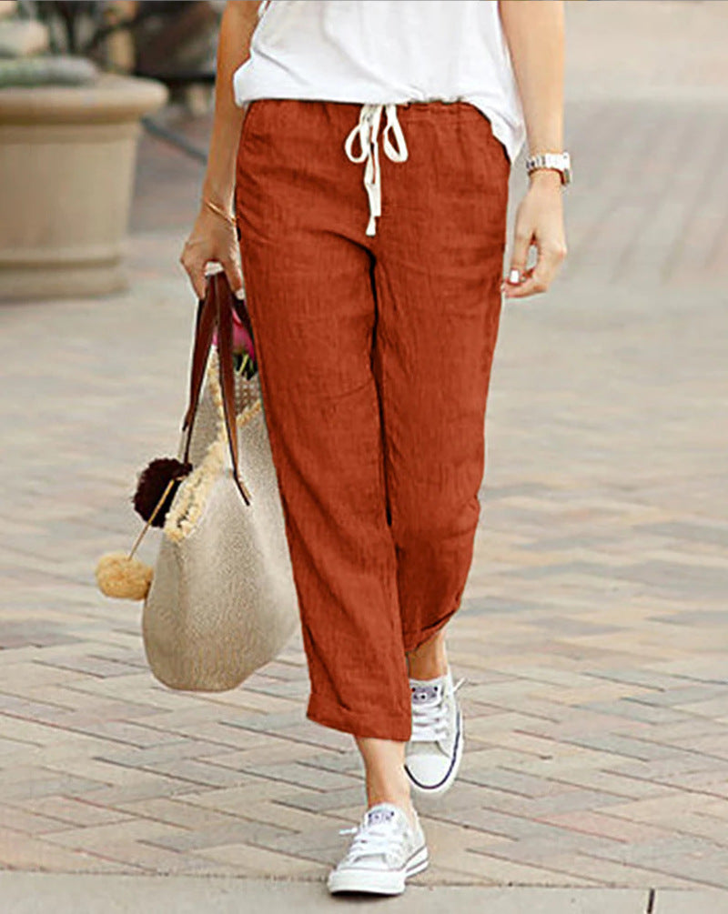 Elisa - Comfortable linen casual trousers for women