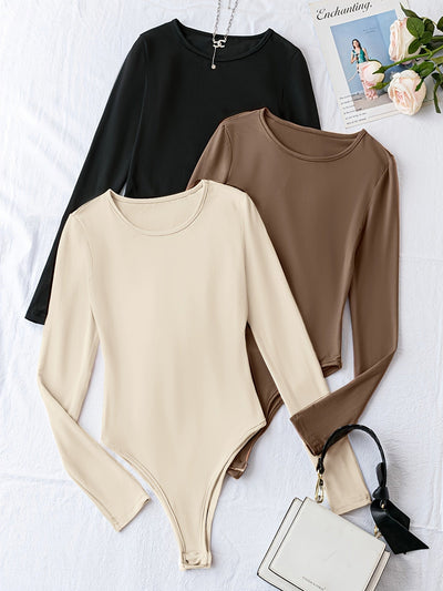 Nina | Set van 3 casual bodysuits met lange mouw en ronde hals