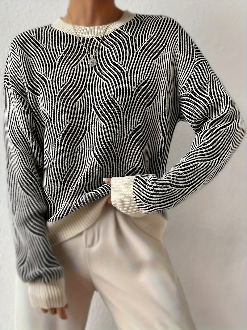 Elowen – Knitted Sweater with Abstract Print | Stylish, Warm &amp; Unique