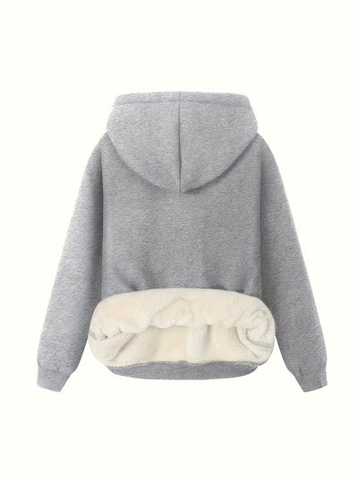 Nina | Effen kleur dames hoodie met fleece voering