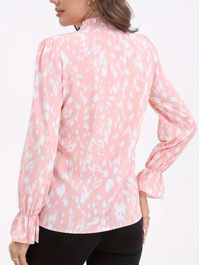 Eline | Blouse with full print and stand-up collar