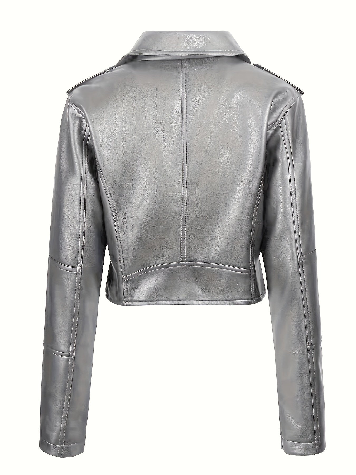 Lotte | Faux leather crop jacket with zipper and long sleeves
