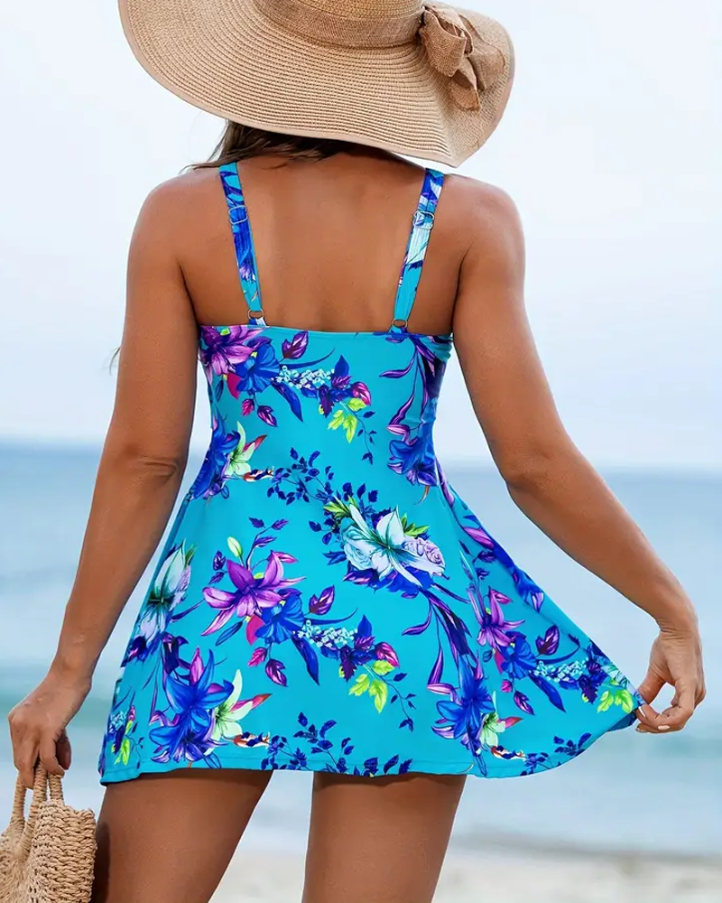 Fiora - Tankini met bloemenprint en bandjes