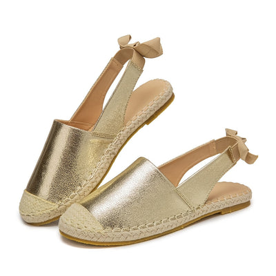 Elise | Gold-colored espadrilles with elastic slingback