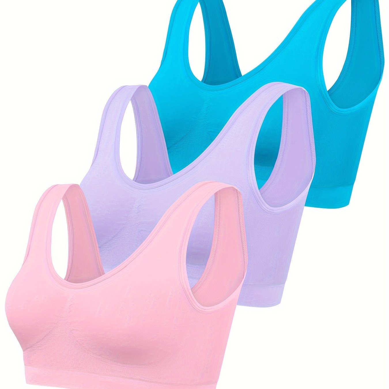 Sophie | Set van 3 effen tanktops & naadloze sport-bh