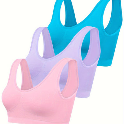 Sophie | Set van 3 effen tanktops & naadloze sport-bh