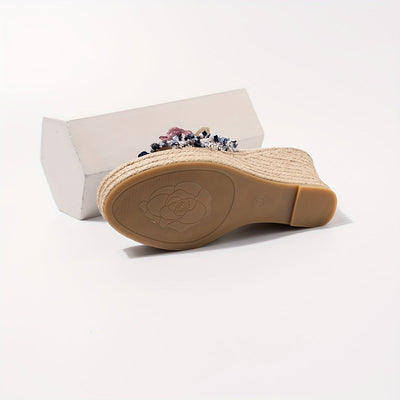 Luna | Women's floral espadrilles with wedge heel
