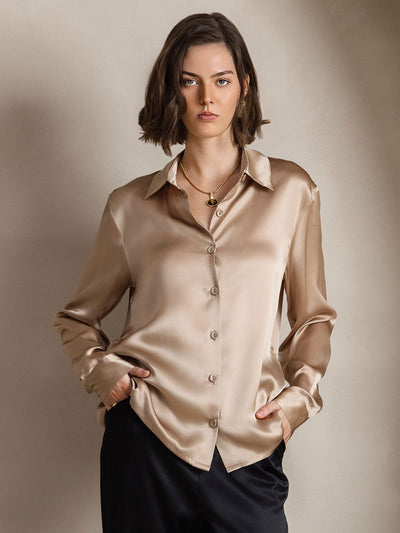 Clemence - Moderne Militaire Chic Dames Overhemd met Revers