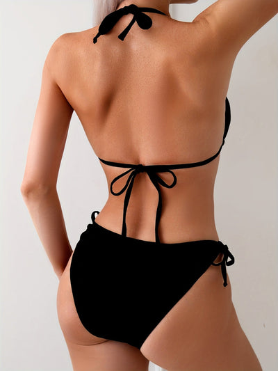 Nina | Boho-chic 2-delige bikini set met halternek & zijbandjes