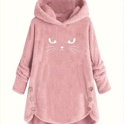 Sophie | Pluche hoodie met kattenprint