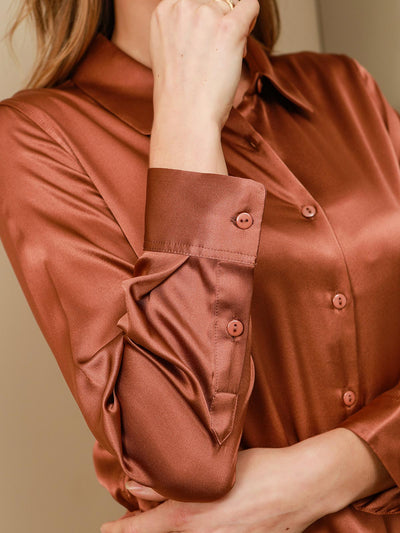 Clemence - Moderne Militaire Chic Dames Overhemd met Revers