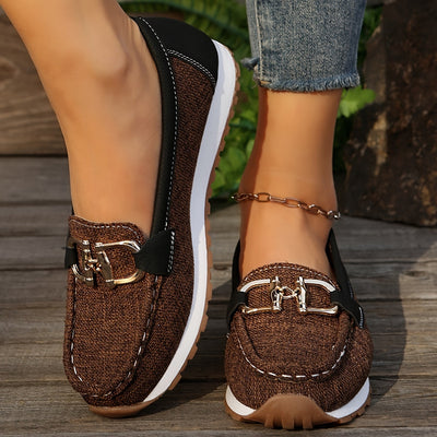 Sanne | Dames casual loafers met metallic gespsluiting