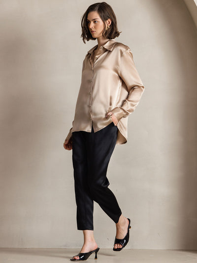 Clemence - Moderne Militaire Chic Dames Overhemd met Revers
