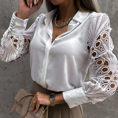 Noémie - Blouse met Kanten Mouwen | Tijdloze Klasse & Elegantie