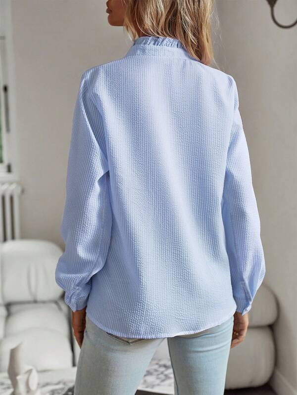 Zahra - Trendy Blouse met Streepjes & Ruches