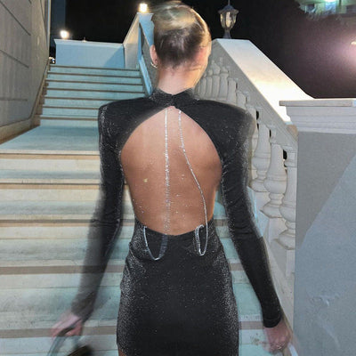 Aliyah | Elegante Open-Back Jurk met Strassdetail
