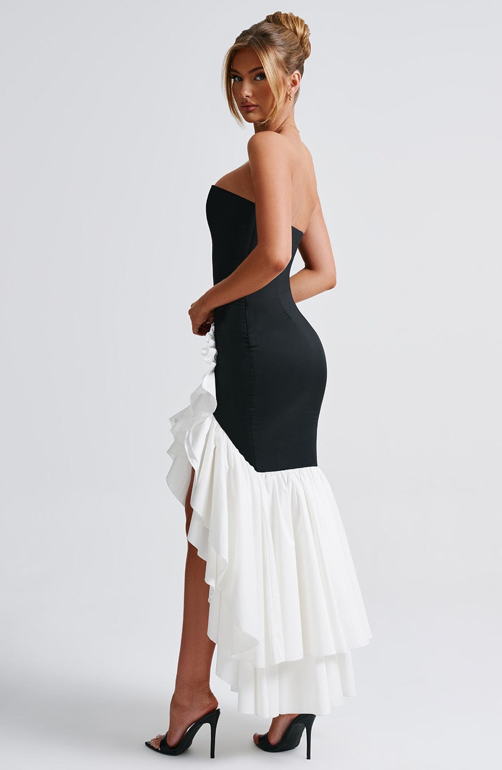 Darlene - Stijlvolle strapless jurk met zijsplit