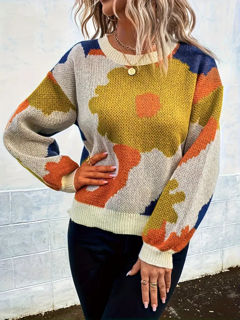 Juliette - Knitted Sweater with Floral Pattern | Artistic Style and Comfort