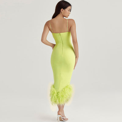 Angelina Asymmetrische Halter Slanke Jurk