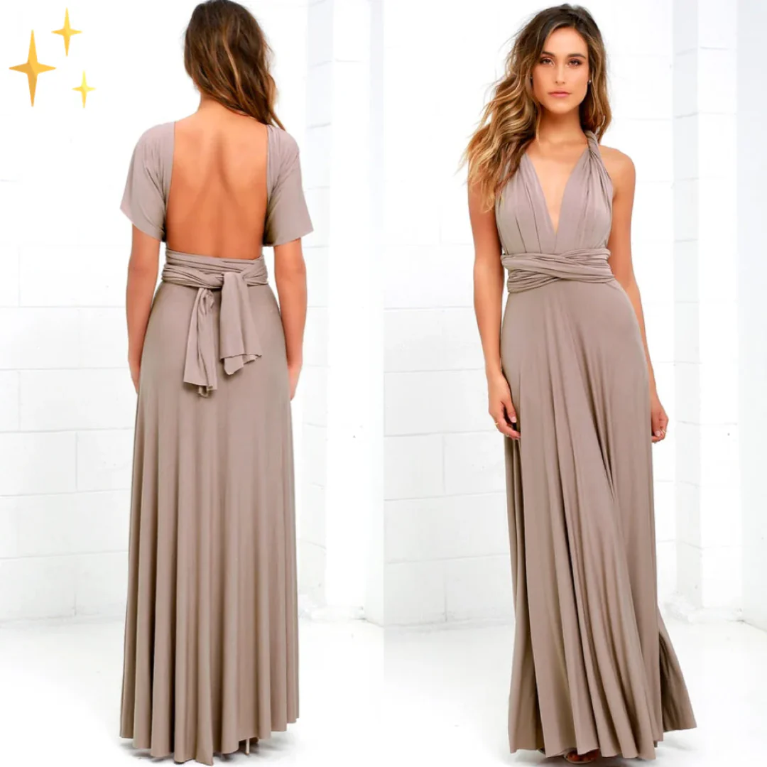 Ayla – Lange Halterjurk met Open Rug