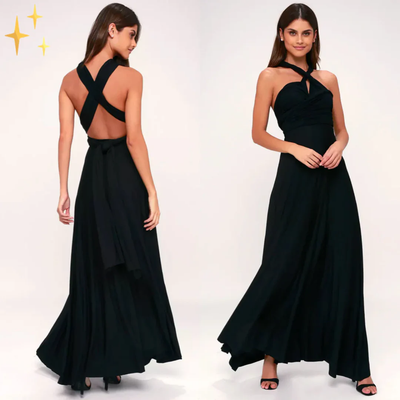 Ayla – Lange Halterjurk met Open Rug