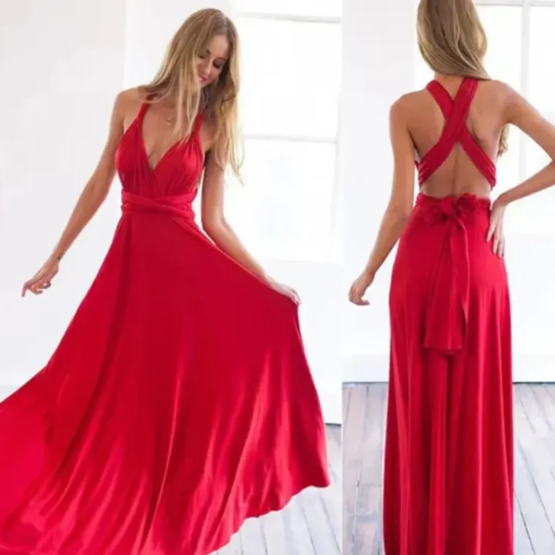 Ayla – Lange Halterjurk met Open Rug