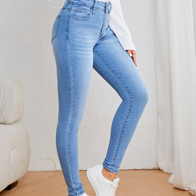 Roos | Lichtblauwe hoge taille skinny jeans