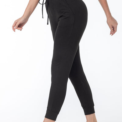 Emma | Comfortabele zwarte sportieve damesbroek met hoge taille